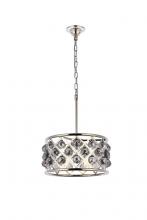 Elegant 1214D16PN-SS/RC - Madison 4 Light Polished Nickel Pendant Silver Shade (Grey) Royal Cut Crystal