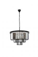 Elegant 1231D26MB-SS/RC - Sydney 9 Light Matte Black Chandelier Silver Shade (Grey) Royal Cut Crystal