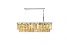 Elegant 1232D50PN-GT/RC - Sydney 12 Light Polished Nickel Chandelier Golden Teak (Smoky) Royal Cut Crystal