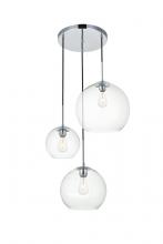 Elegant LD2218C - Baxter 3 Lights Chrome Pendant with Clear Glass