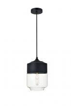 Elegant LD2241BK - Ashwell 1 Light Black Pendant with Clear Glass