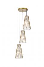 Elegant LD2416BR - Modesta 3 Light Brass Pendant