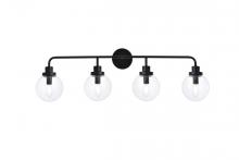 Elegant LD7037W38BK - Hanson 4 Lights Bath Sconce in Black with Clear Shade