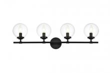 Elegant LD7302W33BLK - Ingrid 4 Light Black and Clear Bath Sconce