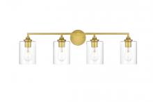 Elegant LD7315W33BRA - Mayson 4 Light Brass and Clear Bath Sconce