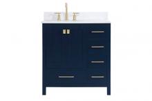 Elegant VF18832BL-BS - 32 Inch Single Bathroom Vanity in Blue with Backsplash