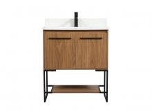 Elegant VF42530WB-BS - 30 Inch Single Bathroom Vanity in Walnut Brown with Backsplash