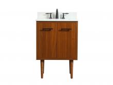 Elegant VF48024MTK-BS - 24 Inch Single Bathroom Vanity in Teak with Backsplash