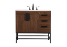 Elegant VF48836MWT - 36 Inch Single Bathroom Vanity in Walnut