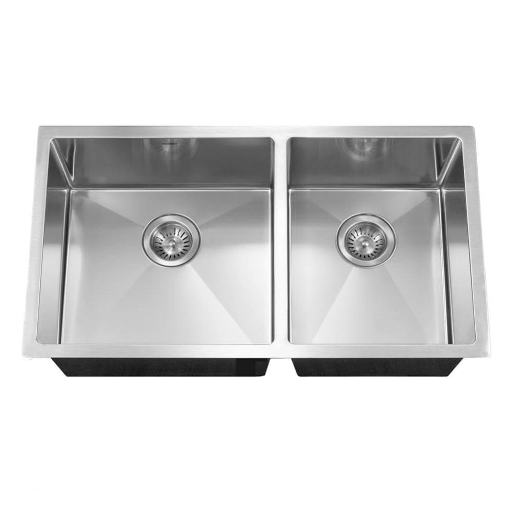 Axiom ADA 32'' 10mm Radius Undermount Stainless Steel Sink, 6'' Depth