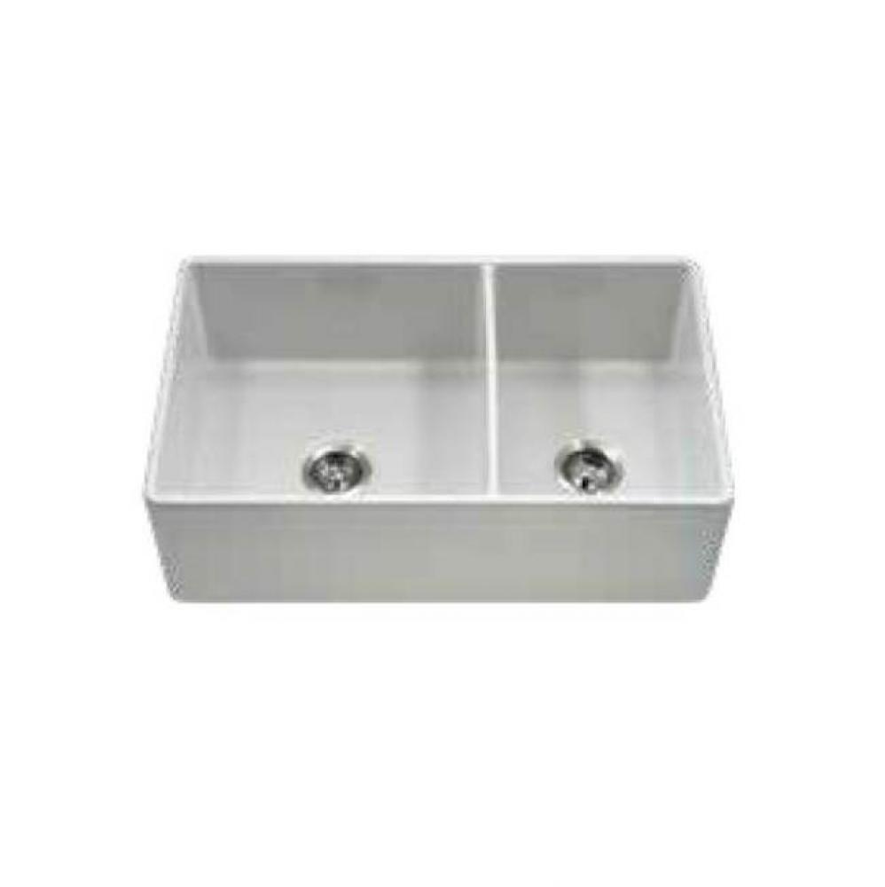 Chelsea 33'' Apron-Front Fireclay 60/40 Double Bowl Kitchen Sink, White