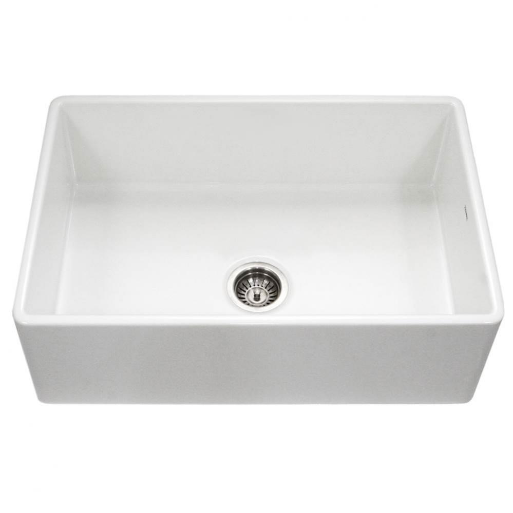 Apron-Front Fireclay Single Bowl Kitchen Sink, White