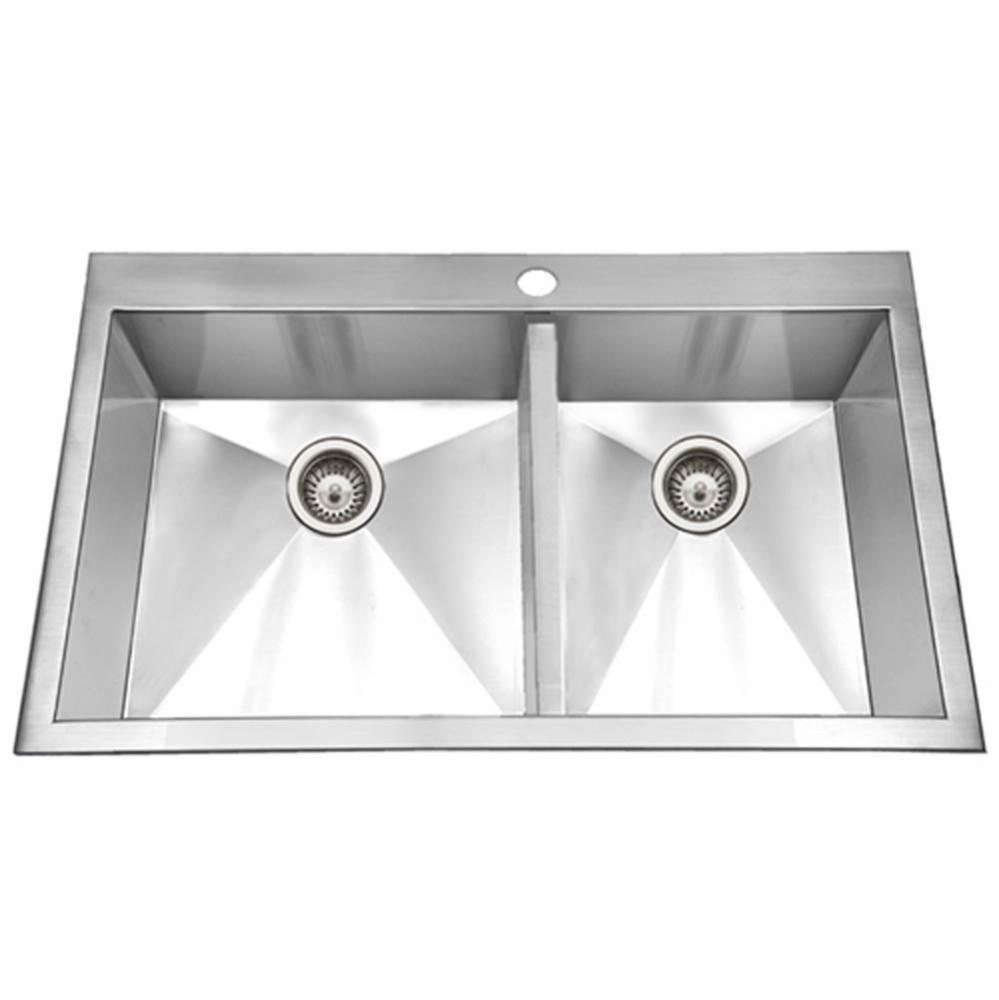 Contrive 33'' Topmount Stainless Steel 1-Hole Large Single Kitchen Sink