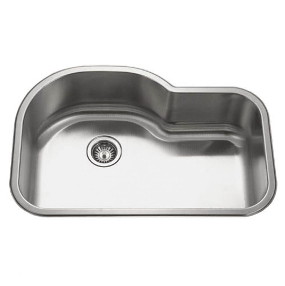 Designer 32'' Undermount Stainless Steel Offset Single Bowl Kitchen Sink