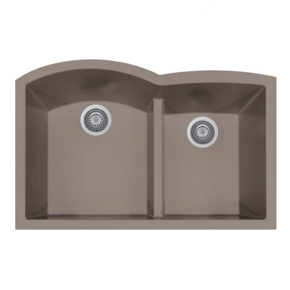 Undermount Double Bowl Granite Kitchen Sink, Mocha