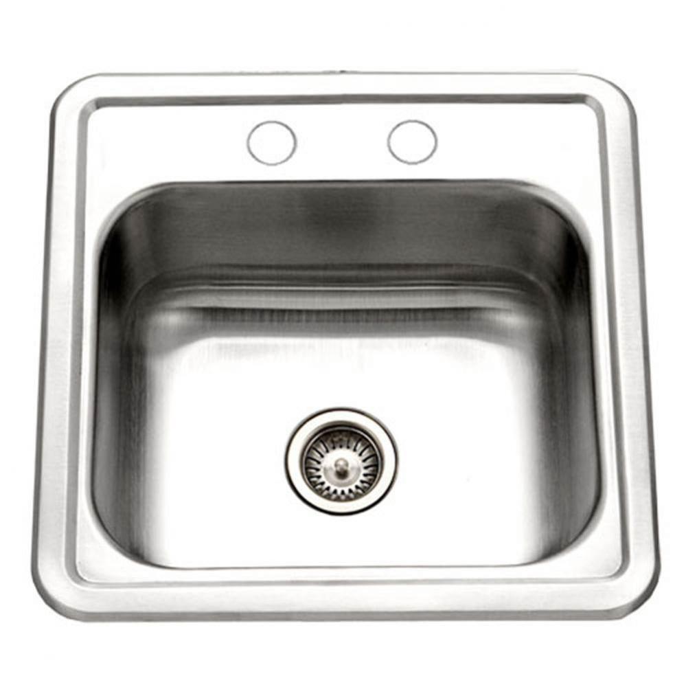 Hotel 15'' Topmount Stainless Steel 2-Holes Bar/Prep Sink