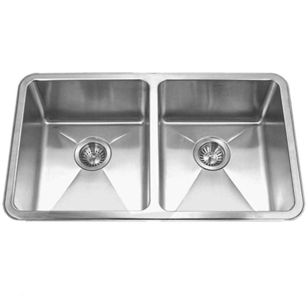 Hydrus 32'' 15MM Radius Undermount Stainless Steel 50/50 Double Bowl Kitchen Sink, Bulk