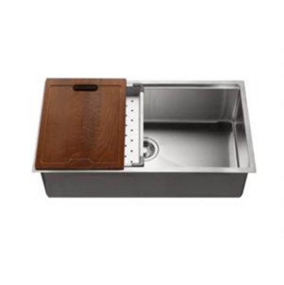 Rendezvous 32'' Single Level Undermount 16GA Stainless Steel Single Bowl Sink with Slidi