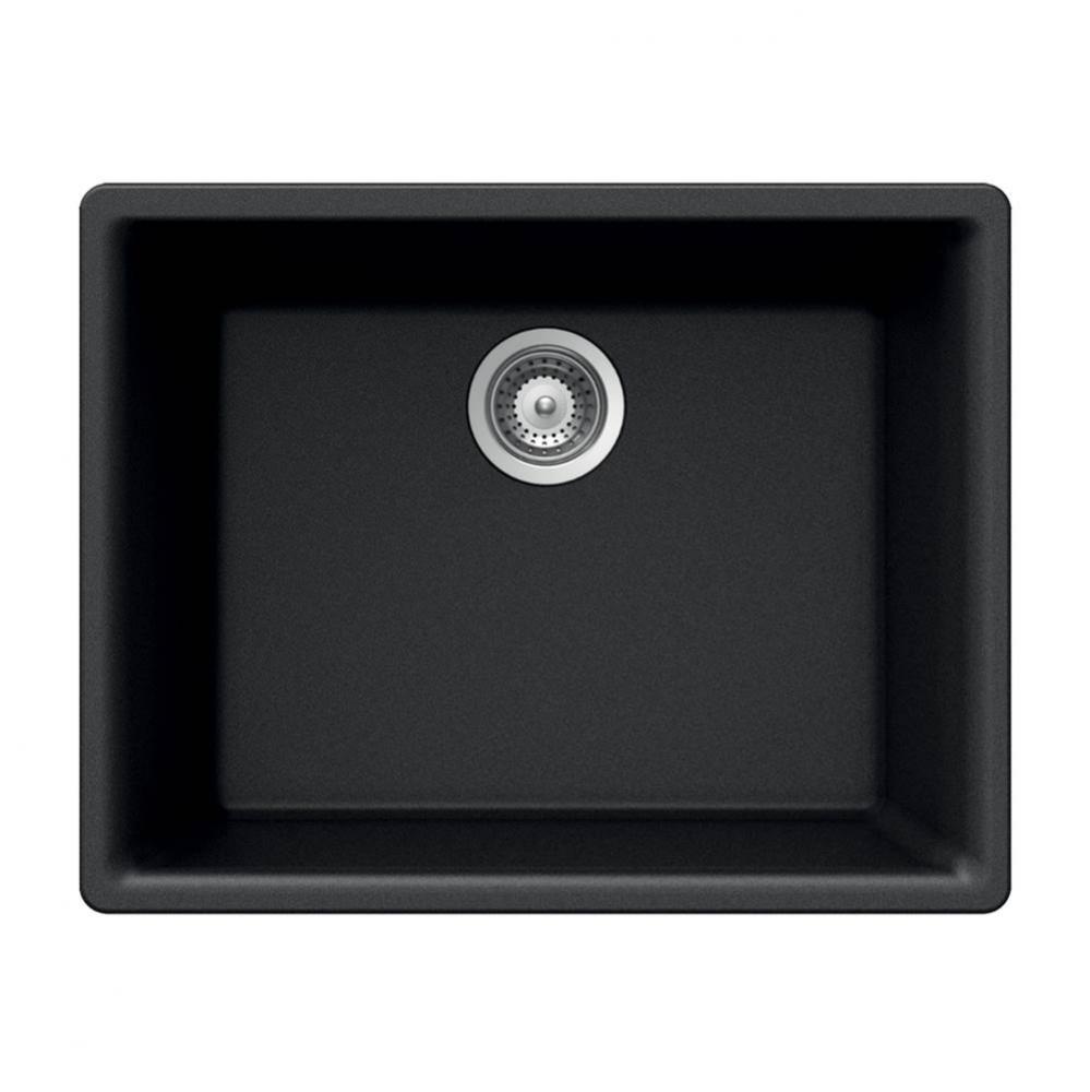 SiOStone 24'' Granite Undermount Single Bowl Kitchen Sink, Black