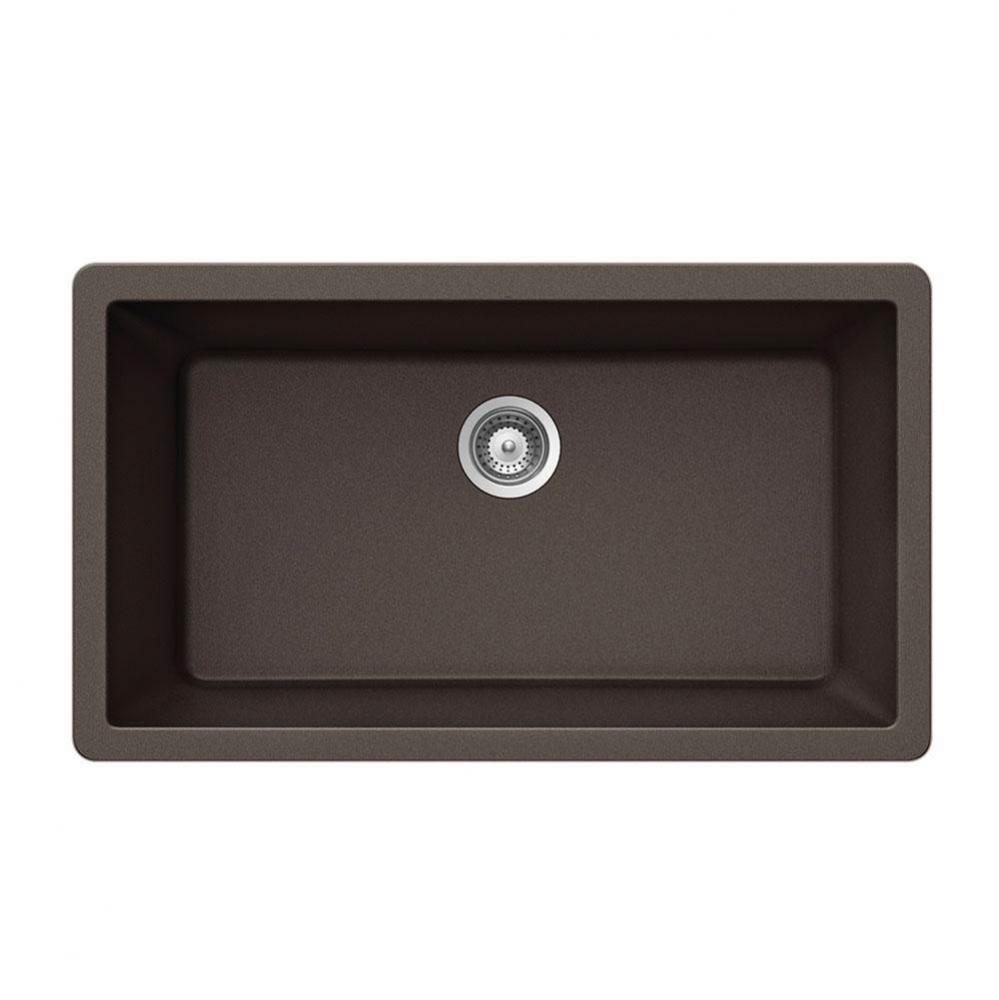 Granite Undermount Large Single Bowl Kitchen Sink, Mocha