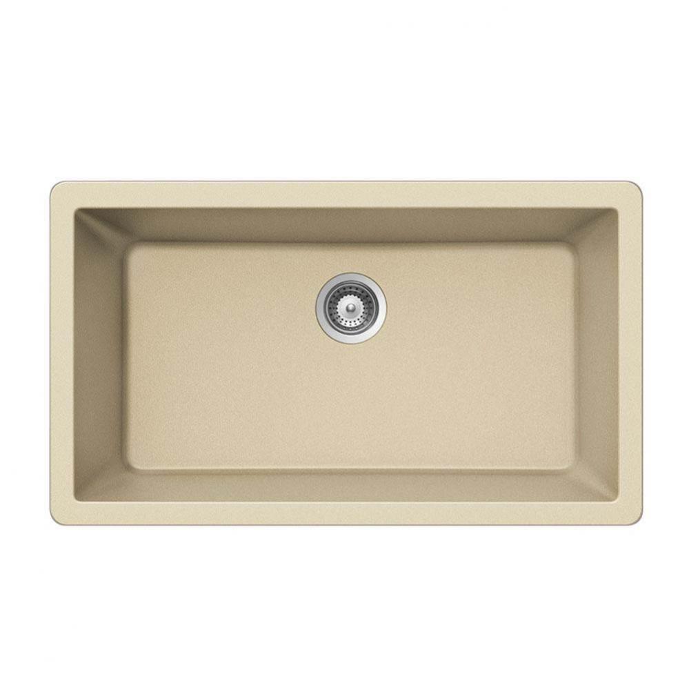 SiOStone 33'' Granite Undermount Large Single Bowl Kitchen Sink, Sand