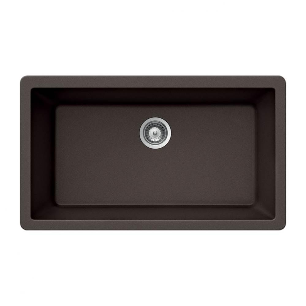 SiOStone 33'' Granite Undermount Large Single Bowl Kitchen Sink, Mocha