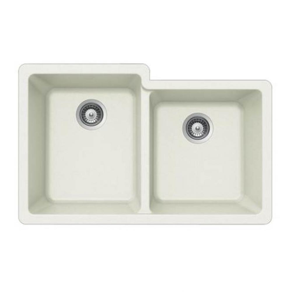 Granite Undermount 60/40 Double Bowl Kitchen Sink, White