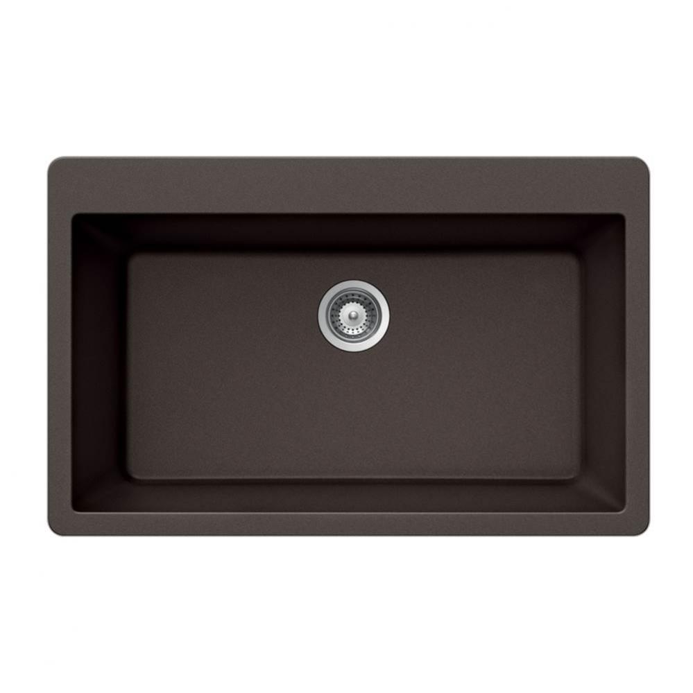 Granite Topmount Large Single Bowl Kitchen Sink, Mocha