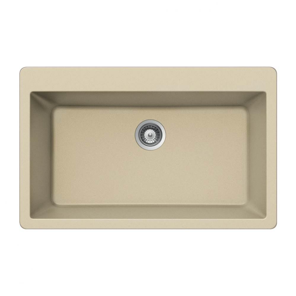 Granite Topmount Large Single Bowl Kitchen Sink, Sand