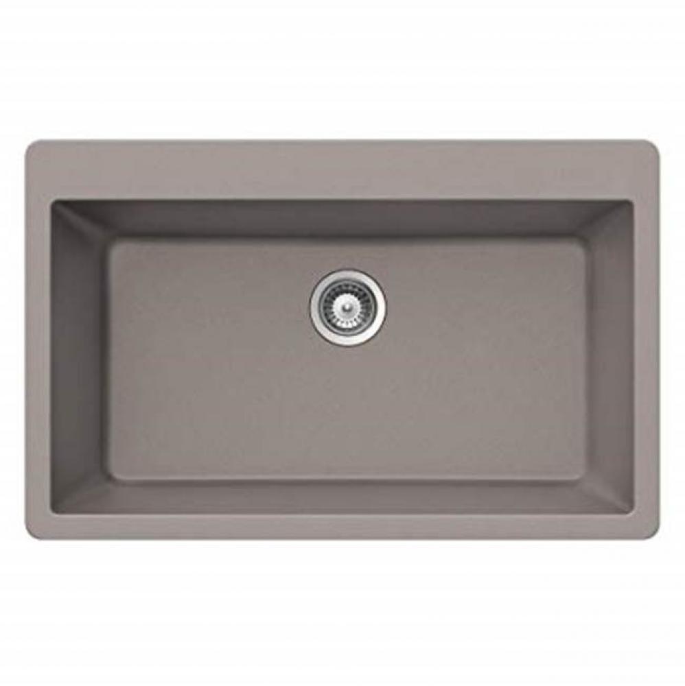 Granite Topmount Large Single Bowl Kitchen Sink, Taupe