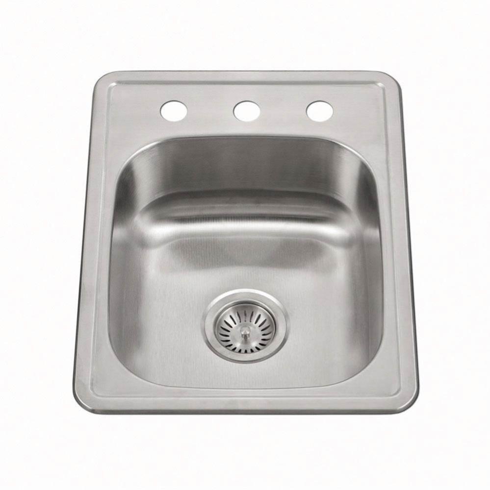 Revive 17'' ADA Topmount Stainless Steel 3-hole Sink, 6-1/2'' Depth, Bulk Pack