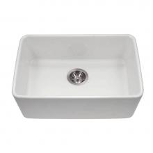 Hamat CHE-2417SU-WH - Undermount Fireclay Single Bowl Kitchen Sink, White