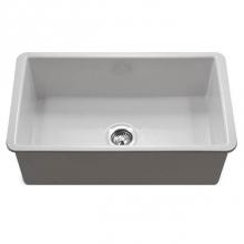 Hamat CHE-3219SU-WH - Undermount Fireclay Single Wowl Kitchen Sink, White