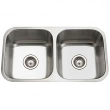 Hamat ENT-3218D-1 - Undermount Stainless Steel 50/50 Double Bowl Kitchen Sink, 18 Gauge