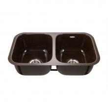 Hamat CER-3018D-ES - Enamel Steel Undermount Large Double Bowl Kitchen Sink, Espersso