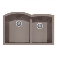 Hamat SIO-3321DAUR-TA - Undermount Double Bowl Granite Kitchen Sink, Taupe