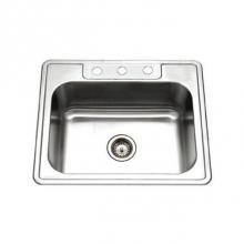 Hamat REV-2522ST-7-4-1 - Revive 25'' Topmount Stainless Steel 4-hole Single Bowl Kitchen Sink, 7'' Dept