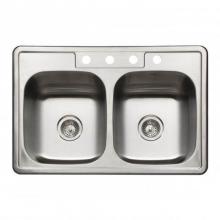 Hamat REV-3322DT-7-4-20 - Revive 33'' Topmount Stainless Steel 4-hole Single Bowl Kitchen Sink, 7'' Dept