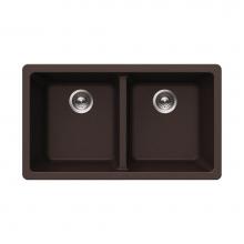 Hamat SIO-2917DU-MO - Granite Undermount 50/50 Double Bowl Kitchen Sink, Mocha