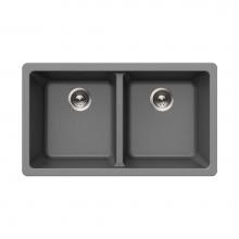 Hamat SIO-2917DU-SL - Granite Undermount 50/50 Double Bowl Kitchen Sink, Slate