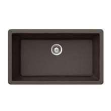 Hamat SIO-3017SU-MO - Granite Undermount Large Single Bowl Kitchen Sink, Mocha