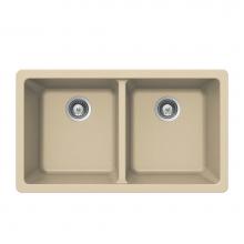 Hamat SIO-3319DU-SD - Granite Undermount 50/50 Double Bowl Kitchen Sink, Sand