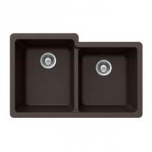 Hamat SIO-3321DUR-MO - Granite Undermount 60/40 Double Bowl Kitchen Sink, Mocha