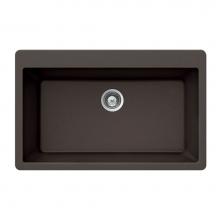 Hamat SIO-3321ST-MO - Granite Topmount Large Single Bowl Kitchen Sink, Mocha