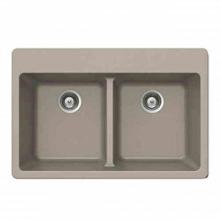 Hamat SIO-3322DT-TA - Topmount 50/50 Double Bowl Kitchen Sink, Taupe