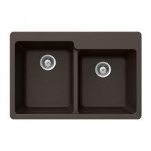 Hamat SIO-3322DTR-MO - Granite Topmount 60/40 Double Bowl Kitchen Sink, Mocha