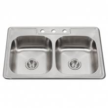 Hamat TADA-3322DT-6.5-3-20 - ADA Topmount Stainless Steel 3-hole Sink