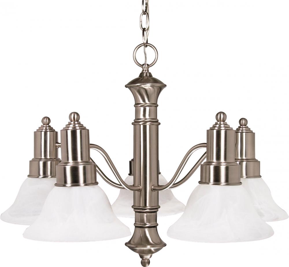 Gotham - 5 Light Chandelier with Alabaster Glass - Brushed Nickel Finish