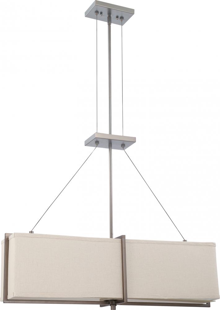 Logas ES - 4 Light Square Pendant w/ Khaki Fabric Shade - (4) 13w GU24 Lamps Included