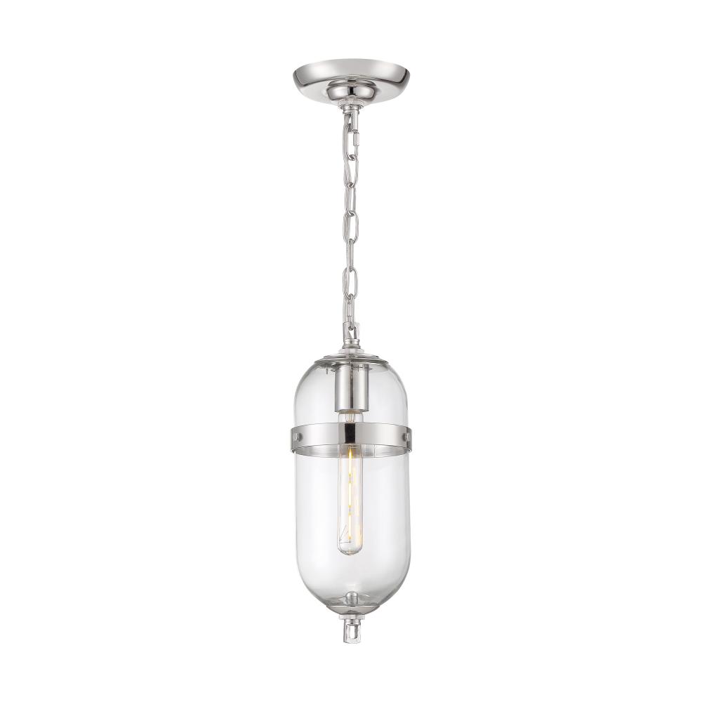 Fathom - 1 Light Mini Pendant - with Clear Glass - Polished Nickel